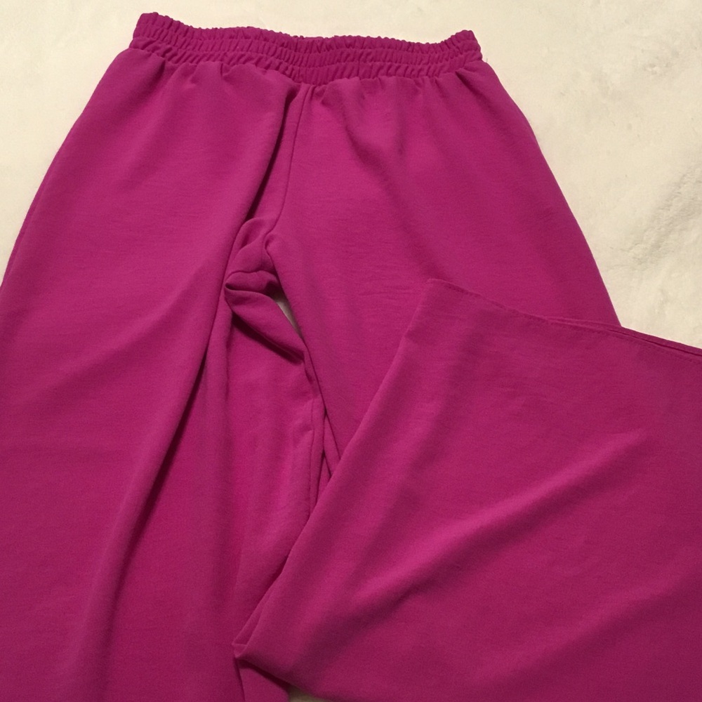 Girls Fuchsia Elastic-Waist Knit Pants